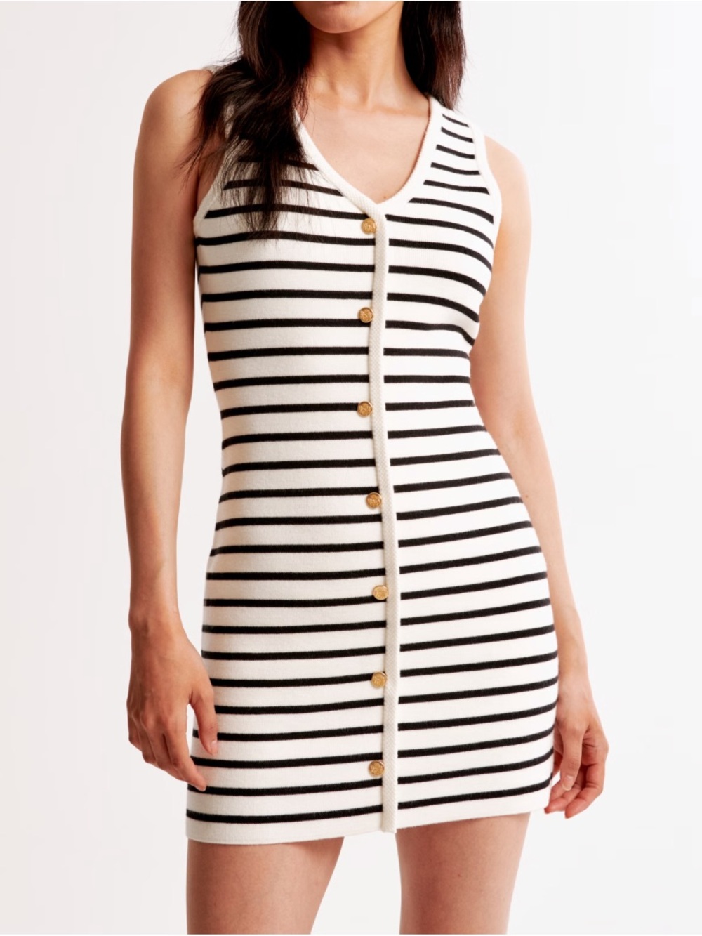 The A&F Mara Sweater Vest Mini Dress - White with Black Strip